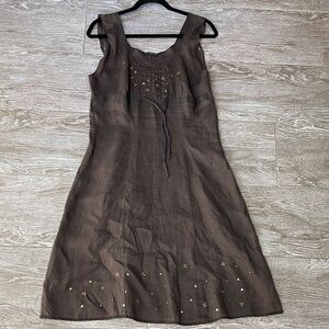 Chic Sleeveless Brown Midi Dress